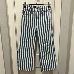Old Navy Kids Blue and White Striped Wide Leg Jean